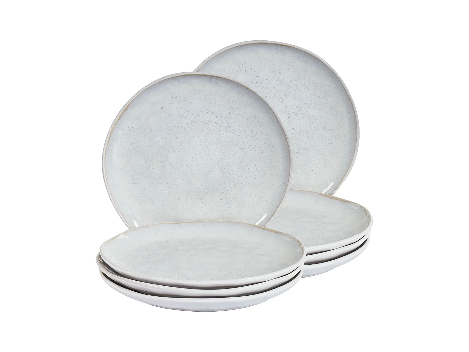 Lot de 8 assiettes plates SESAME Grès Gris clair
