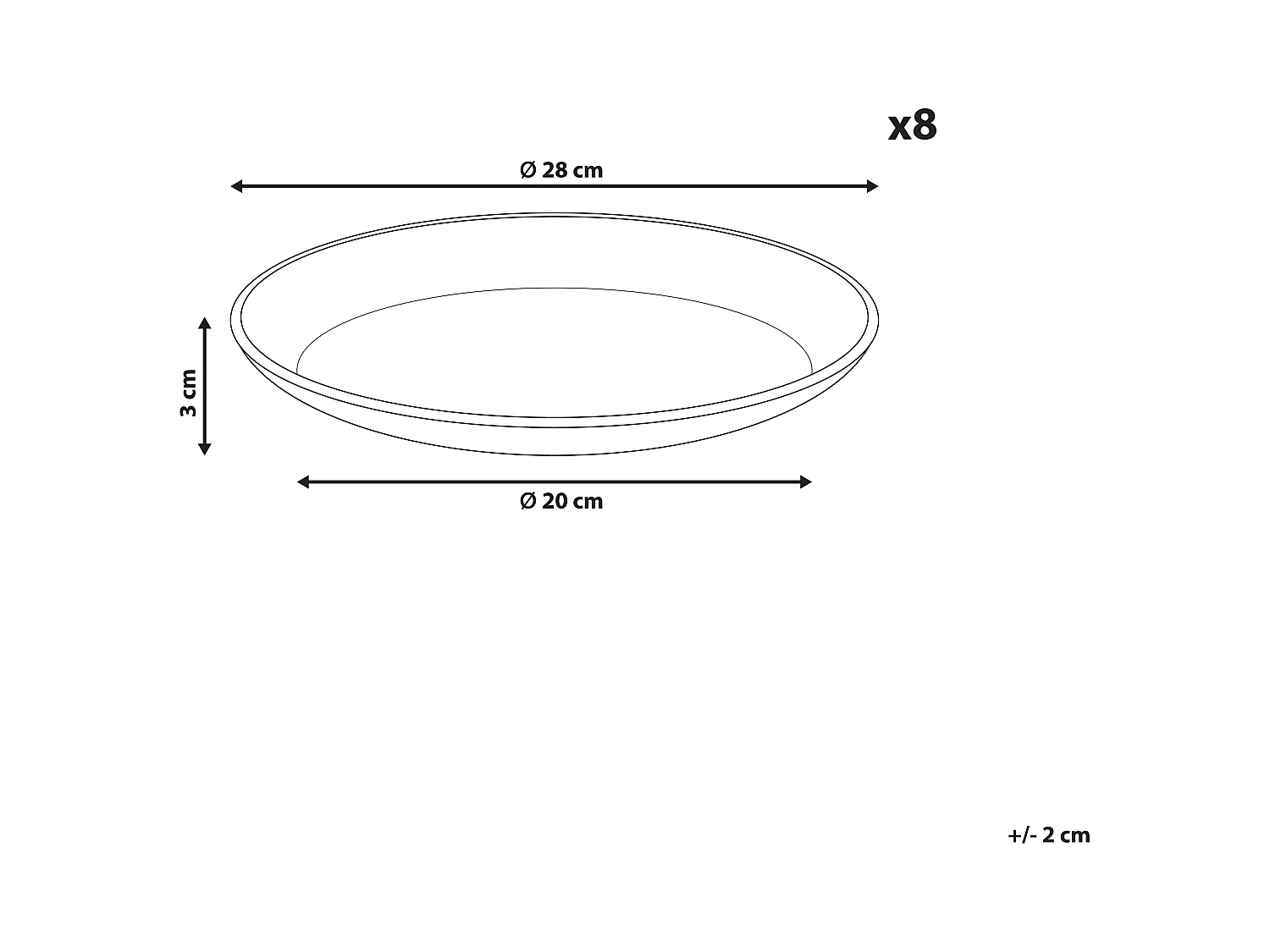 Lot de 8 assiettes plates SESAME Grès Gris clair