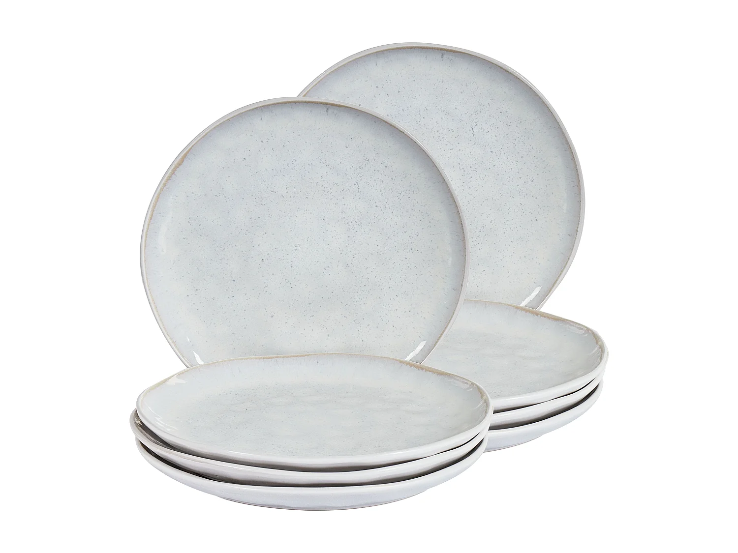Lot de 8 assiettes plates SESAME Grès Gris clair