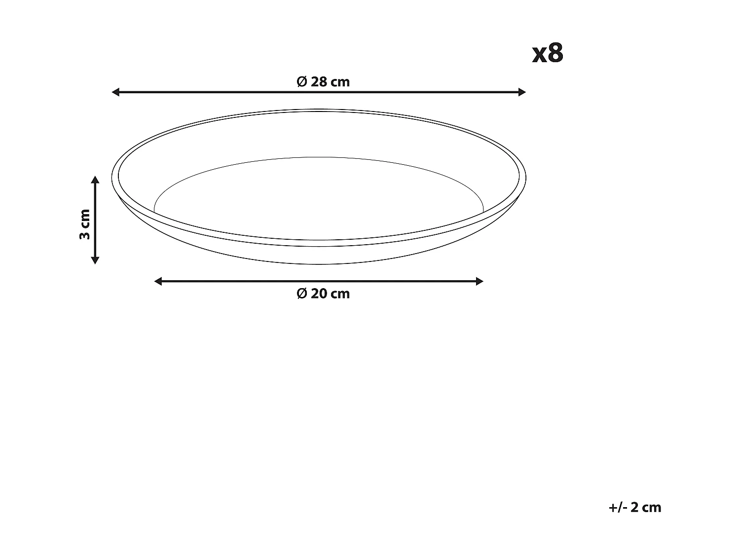 Lot de 8 assiettes plates SESAME Grès Gris clair