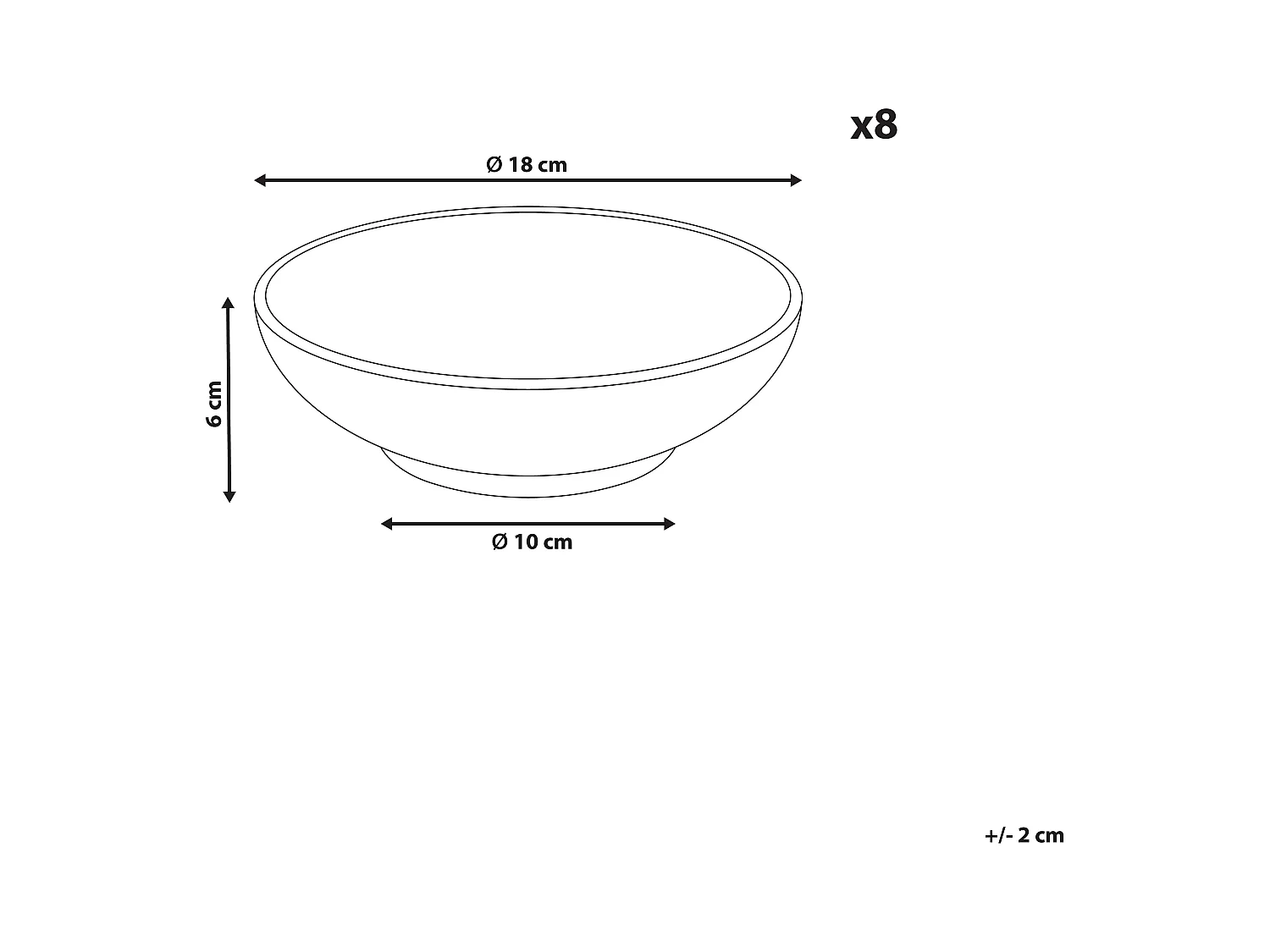 Set van 8 diepe borden SESAME Steengoed Lichtgrijs