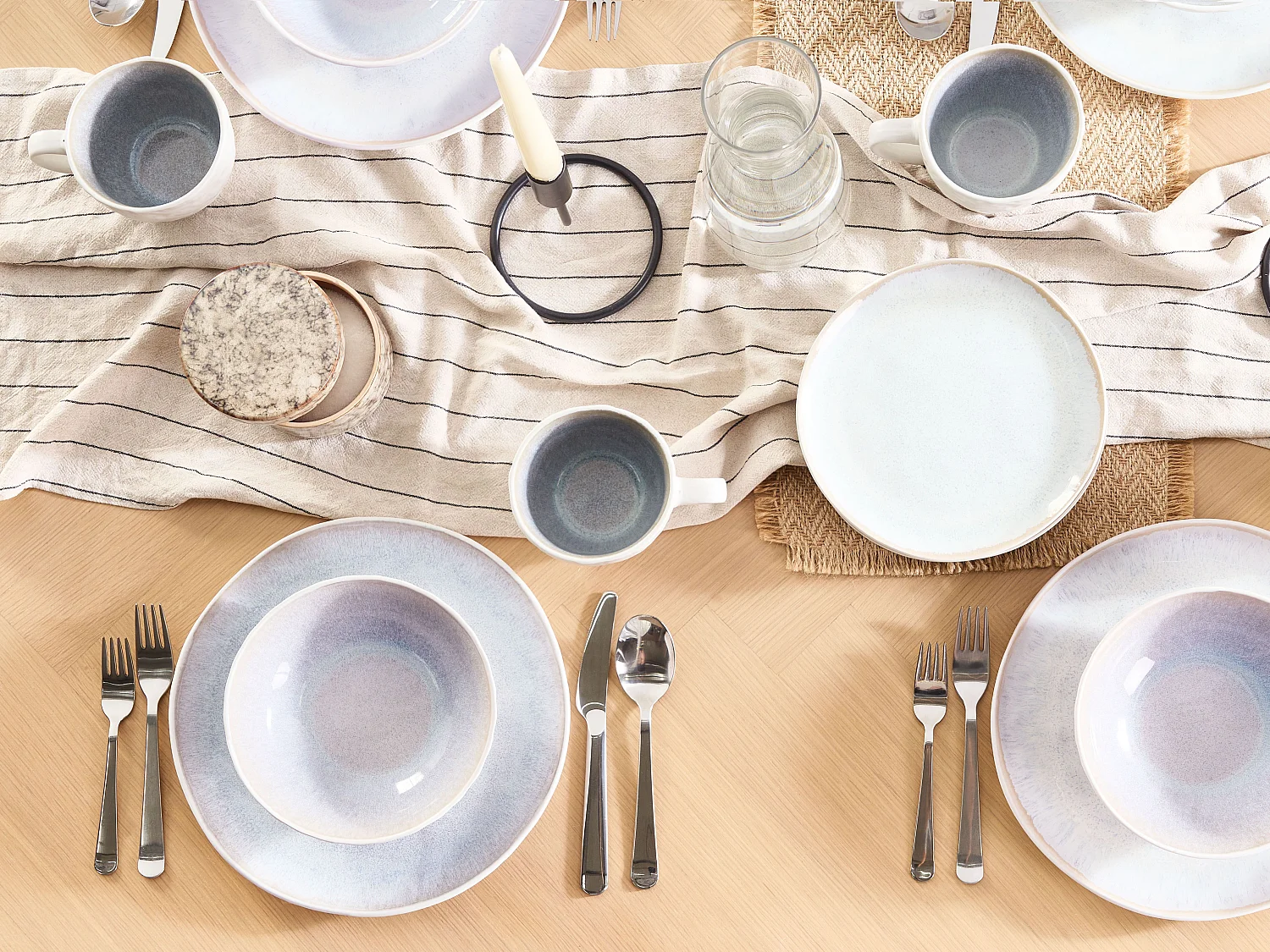 Suppenteller 8er Set SESAME Steinzeug Hellgrau