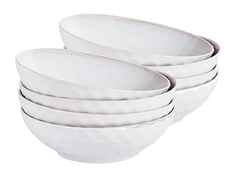 Lot de 8 assiettes creuses SESAME Grès Gris clair