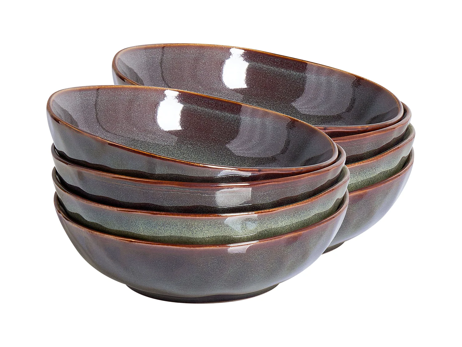 Lot de 8 assiettes creuses THYME Grès Vert foncé