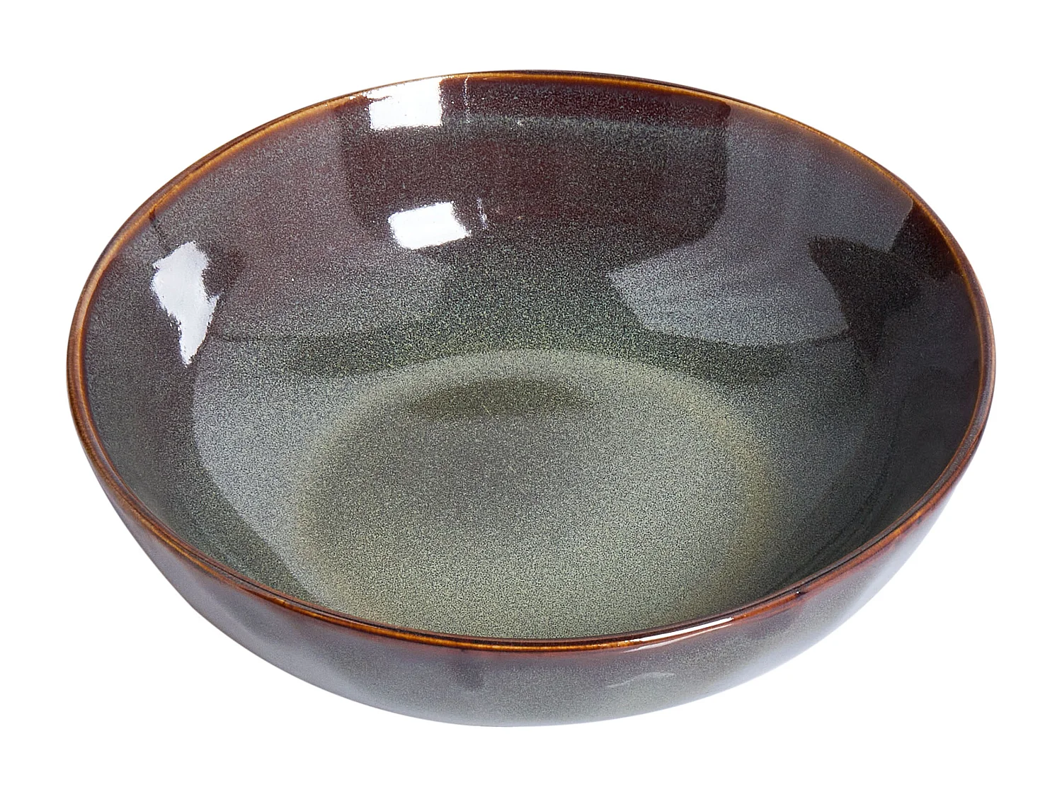 Lot de 8 assiettes creuses THYME Grès Vert foncé