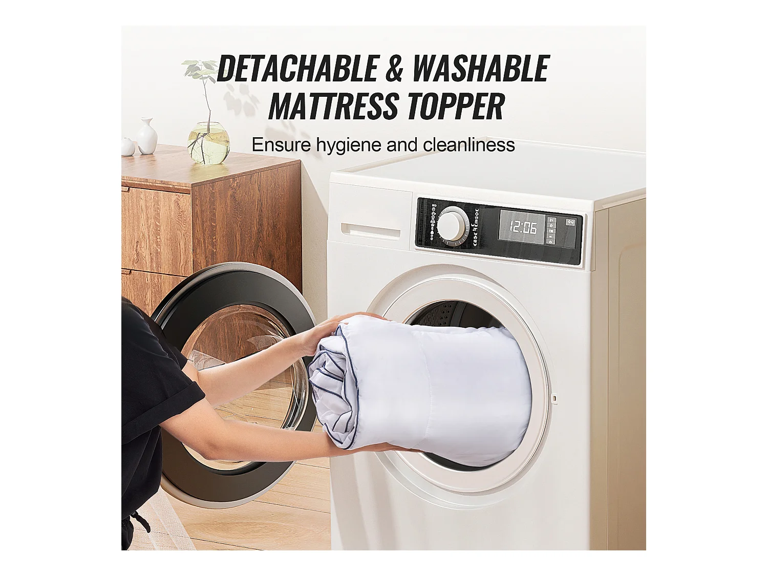 Surmatelas SucceBuy, Mousse à Mémoire de Forme, Rembourrage en Fibres, Queen, Épaisseur 10,2 cm