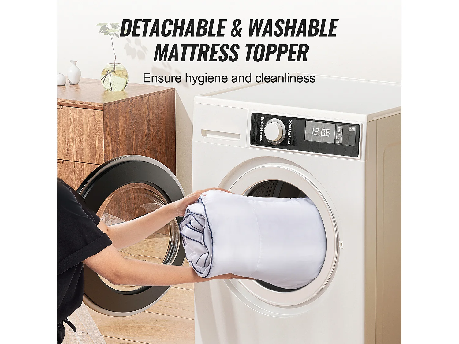 Surmatelas SucceBuy, Mousse à Mémoire de Forme, Rembourrage en Fibres, Queen, Épaisseur 10,2 cm