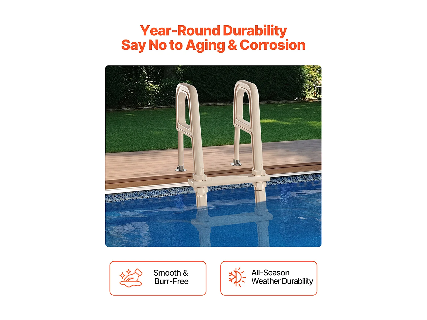 Escalier pour Piscine, SucceBuy Échelle de Piscine Inclinée à 5 Marches avec 2 Rampes, Charge 136 kg pour Piscine de 122 à 137 cm