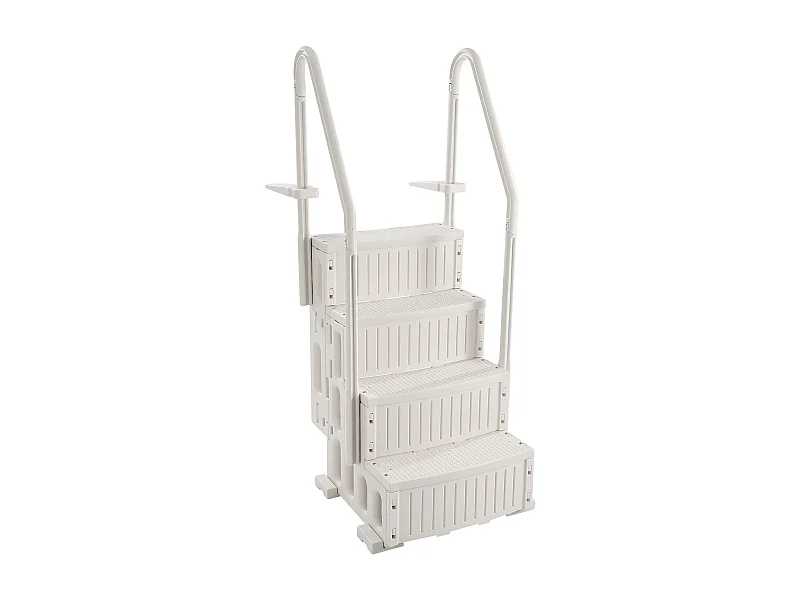 Poolleiter, SucceBuy 4-stufige Weiße Poolleiter, 2 Handläufe, 181,4 kg Tragkraft für 122-137 cm Große Pools