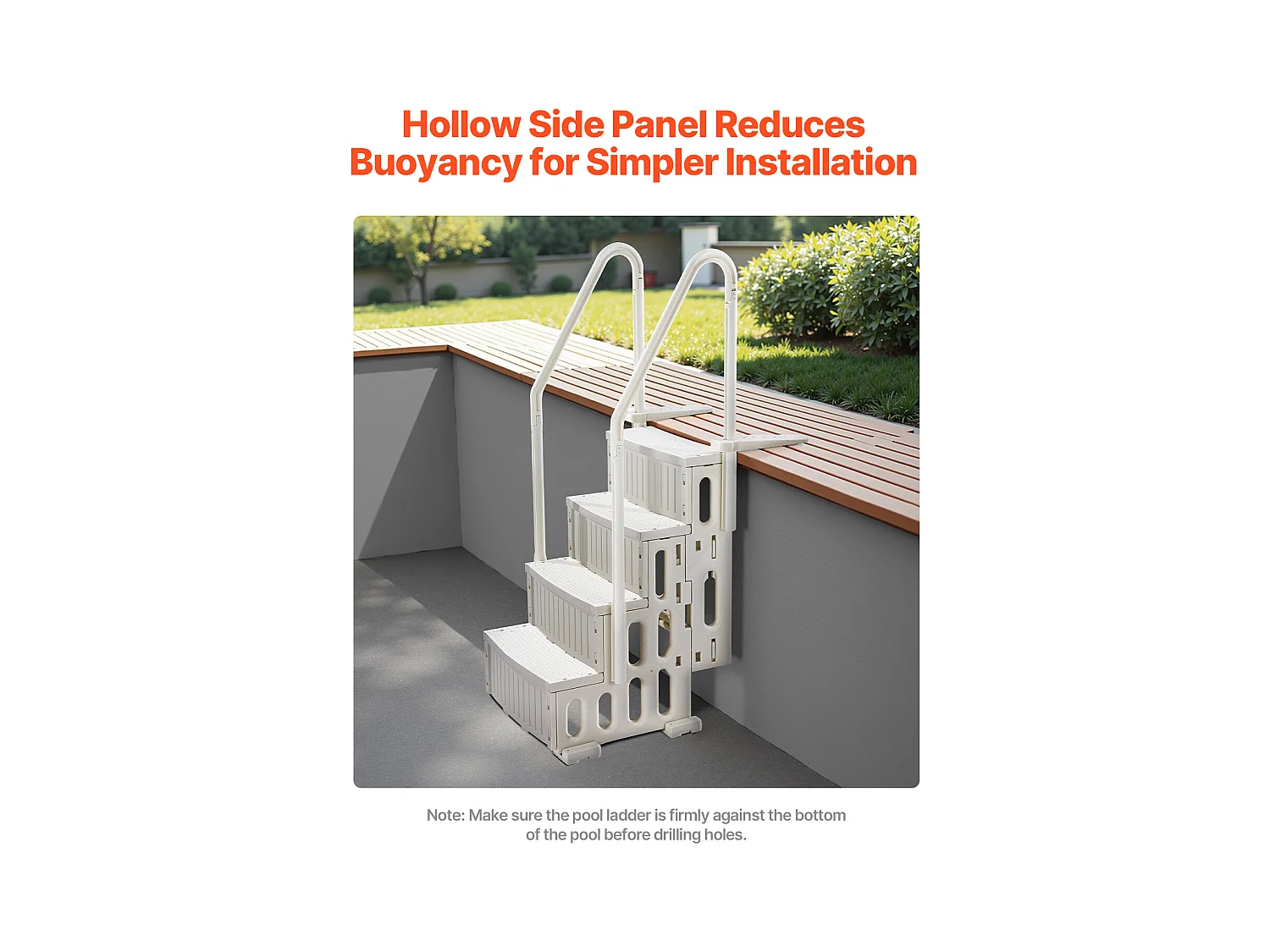 Escalier pour Piscine, SucceBuy Échelle de Piscine Blanche à 4 Marches, 2 Rampes, Capacité de 181,4 kg pour Piscines de 122 à 137 cm