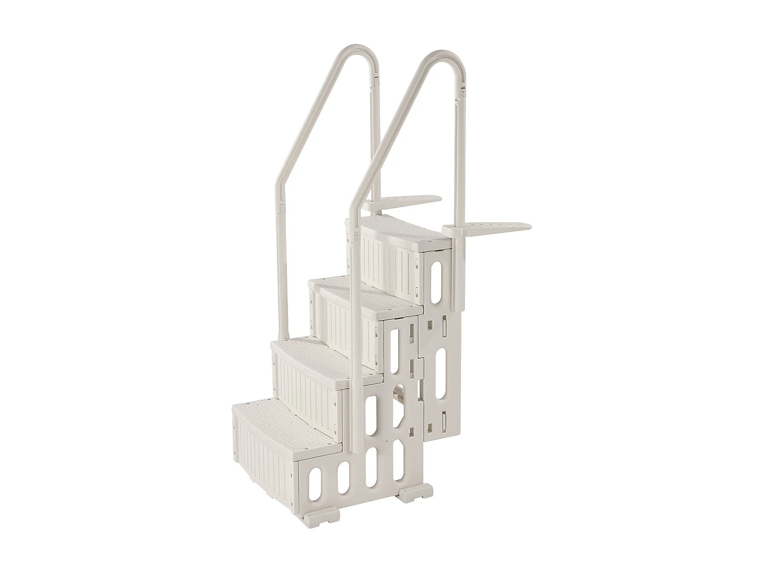Escalier pour Piscine, SucceBuy Échelle de Piscine Blanche à 4 Marches, 2 Rampes, Capacité de 181,4 kg pour Piscines de 122 à 137 cm