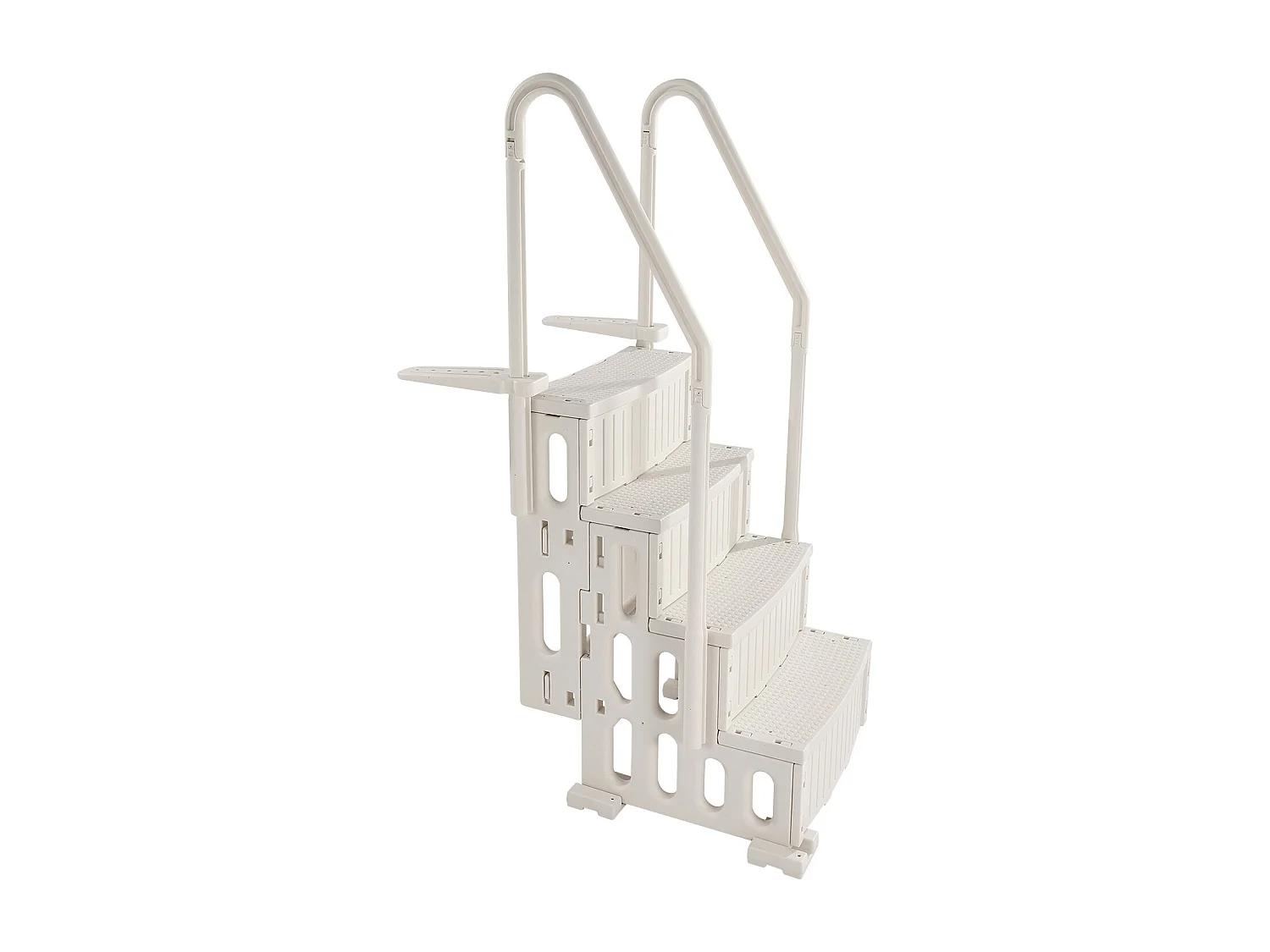 Escalier pour Piscine, SucceBuy Échelle de Piscine Blanche à 4 Marches, 2 Rampes, Capacité de 181,4 kg pour Piscines de 122 à 137 cm