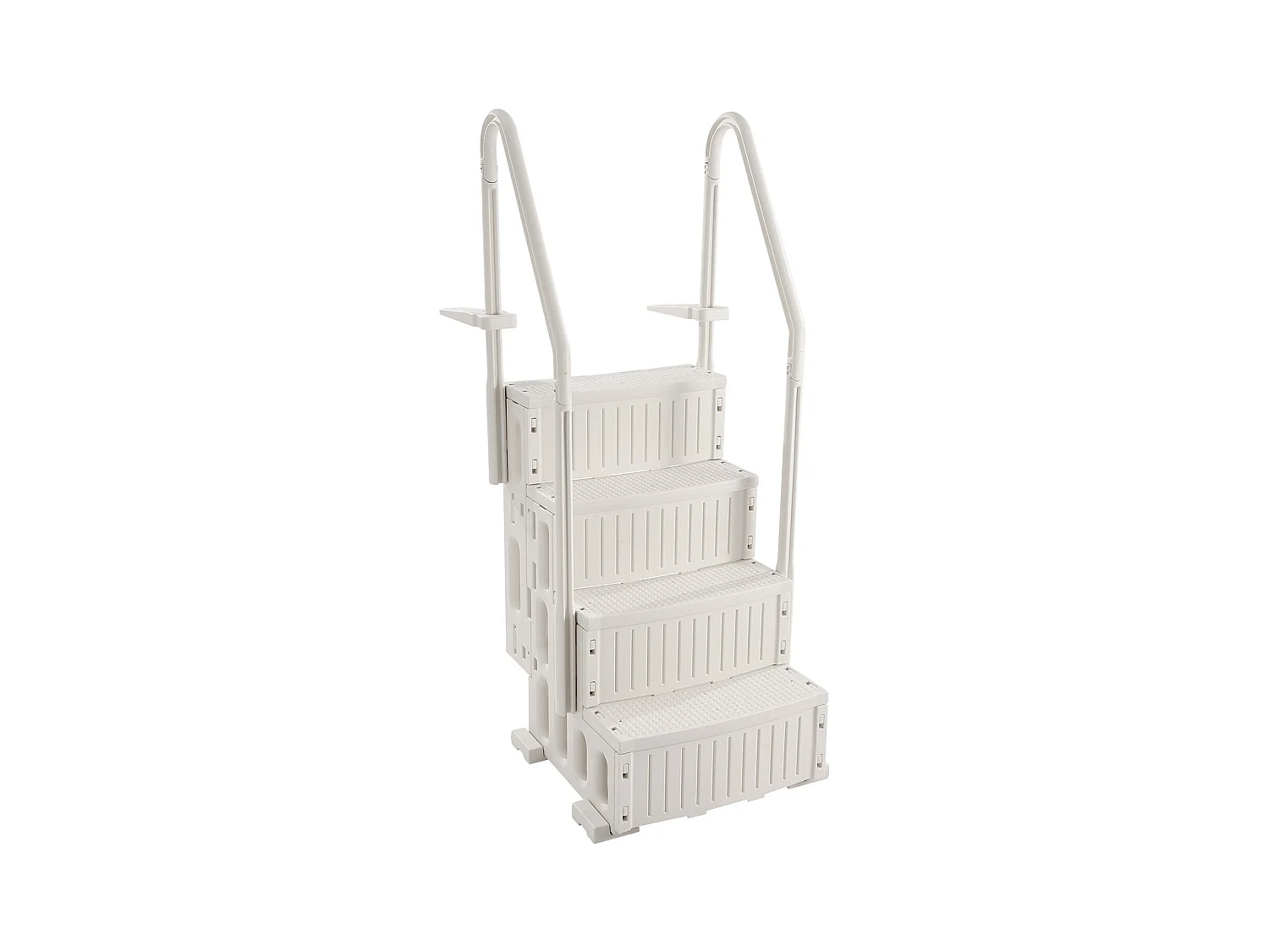 Zwembadladder, SucceBuy 4-traps Witte Zwembadladder, 2 Leuningen, Draagvermogen van 181,4 kg voor Zwembaden van 122-137 cm