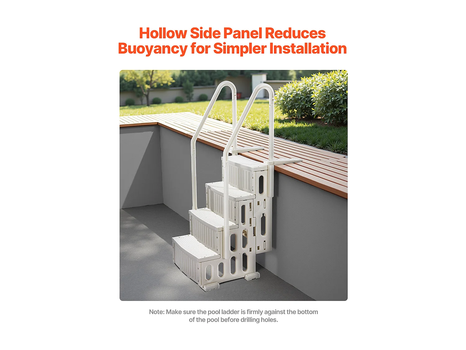 Zwembadladder, SucceBuy 4-traps Witte Zwembadladder, 2 Leuningen, Draagvermogen van 181,4 kg voor Zwembaden van 122-137 cm