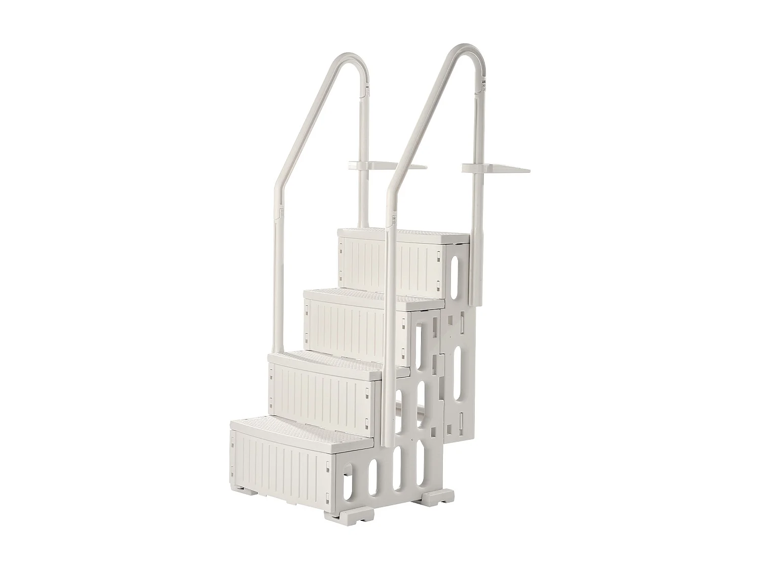 Zwembadladder, SucceBuy 4-traps Witte Zwembadladder, 2 Leuningen, Draagvermogen van 181,4 kg voor Zwembaden van 122-137 cm