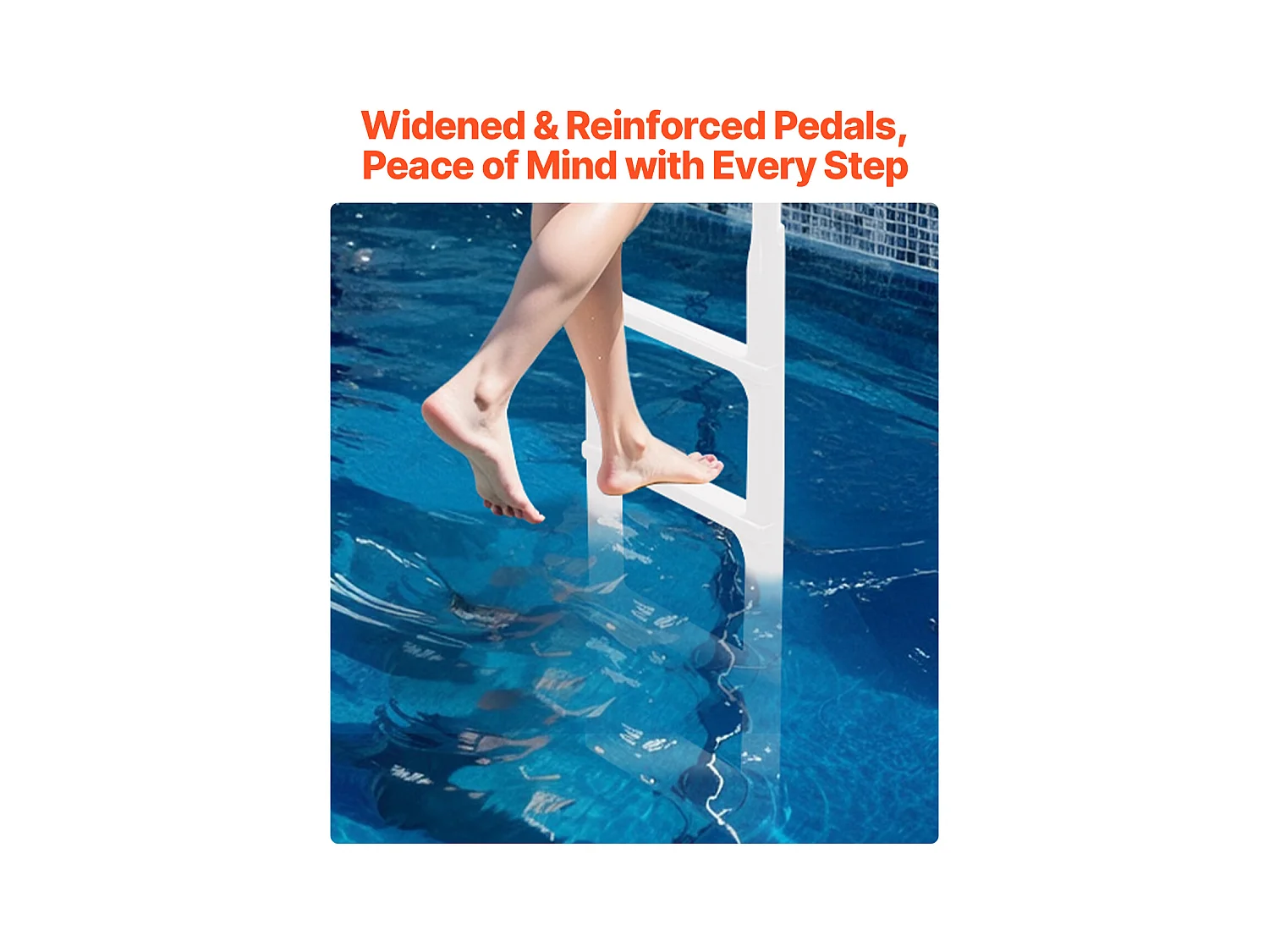 Escalier pour Piscine, SucceBuy Échelle de Piscine à 4 Marches, 2 Rampes, Capacité de 136 kg pour Piscine de 122 à 137 cm