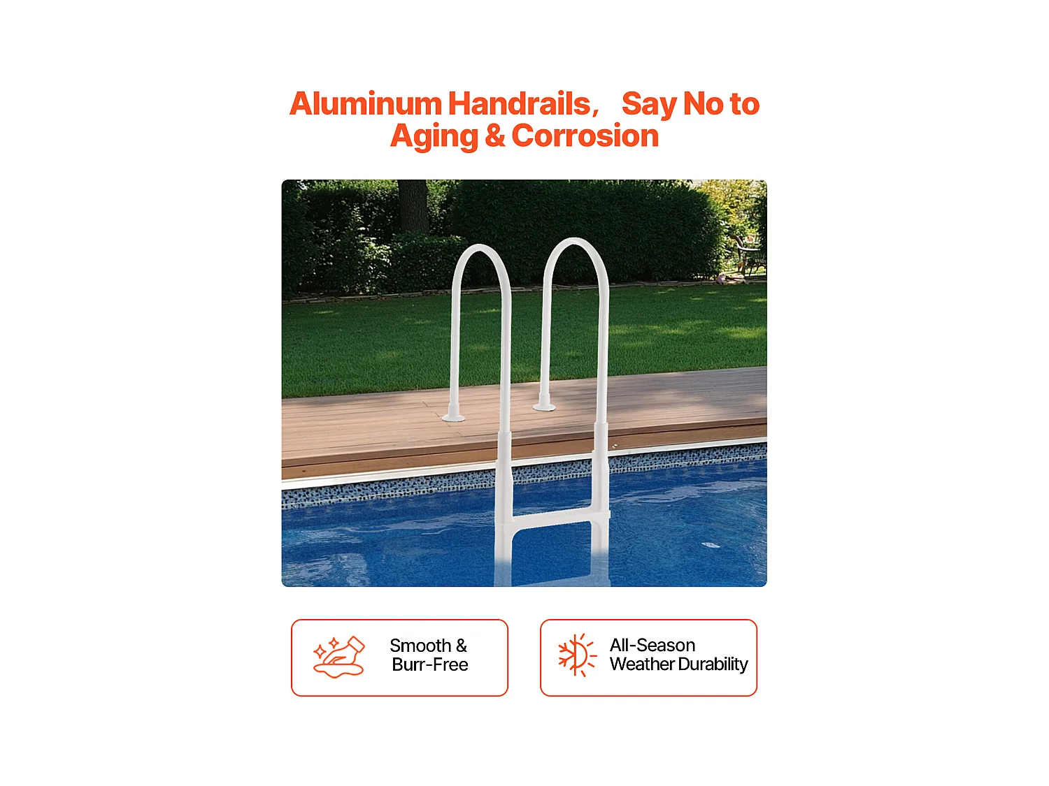 Escalier pour Piscine, SucceBuy Échelle de Piscine à 4 Marches, 2 Rampes, Capacité de 136 kg pour Piscine de 122 à 137 cm