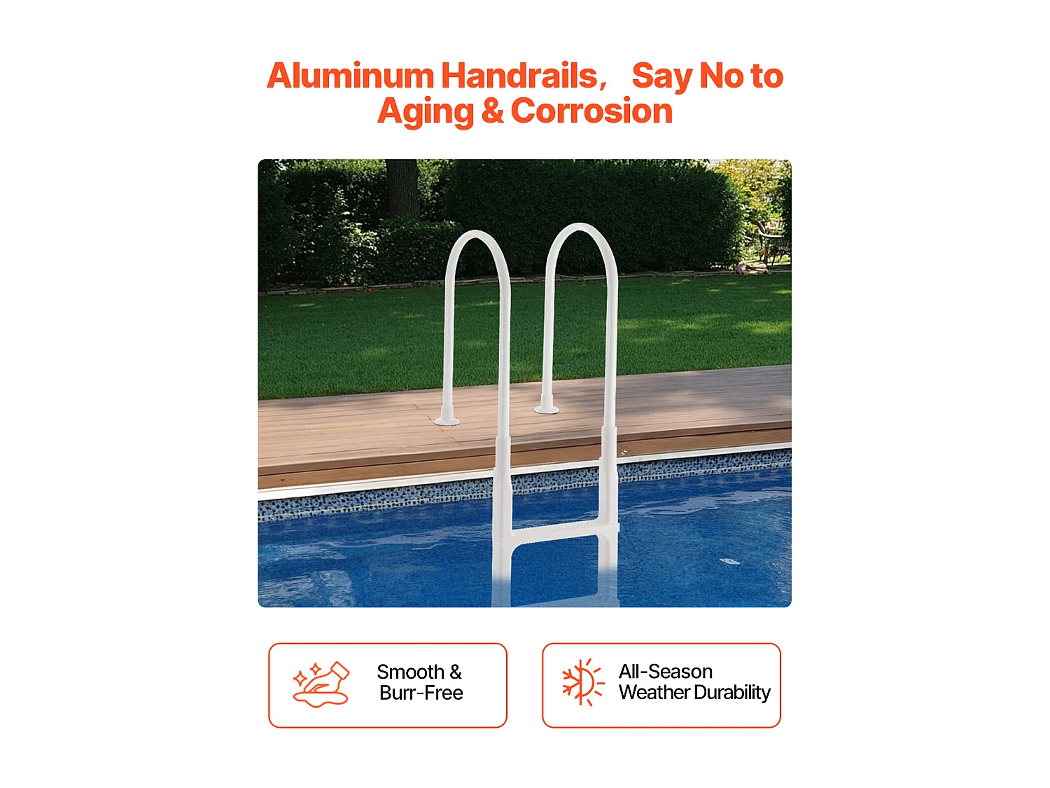 Escalier pour Piscine, SucceBuy Échelle de Piscine à 4 Marches, 2 Rampes, Capacité de 136 kg pour Piscine de 122 à 137 cm