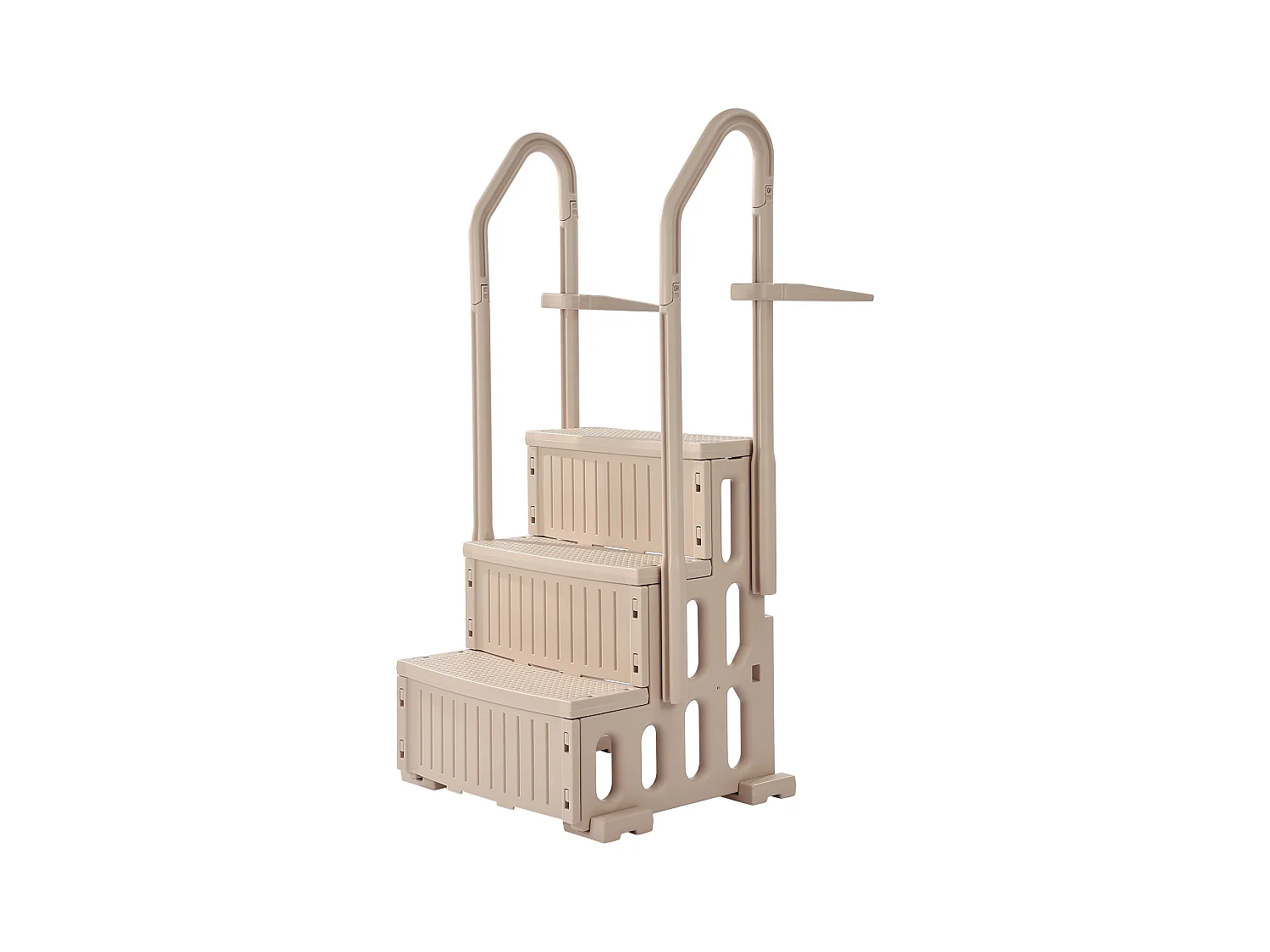 Escalera de Piscina SucceBuy de 3 Peldaños en Color Topo con 2 Pasamanos, Soporta 181 kg para Piscinas de 91 a 122 cm