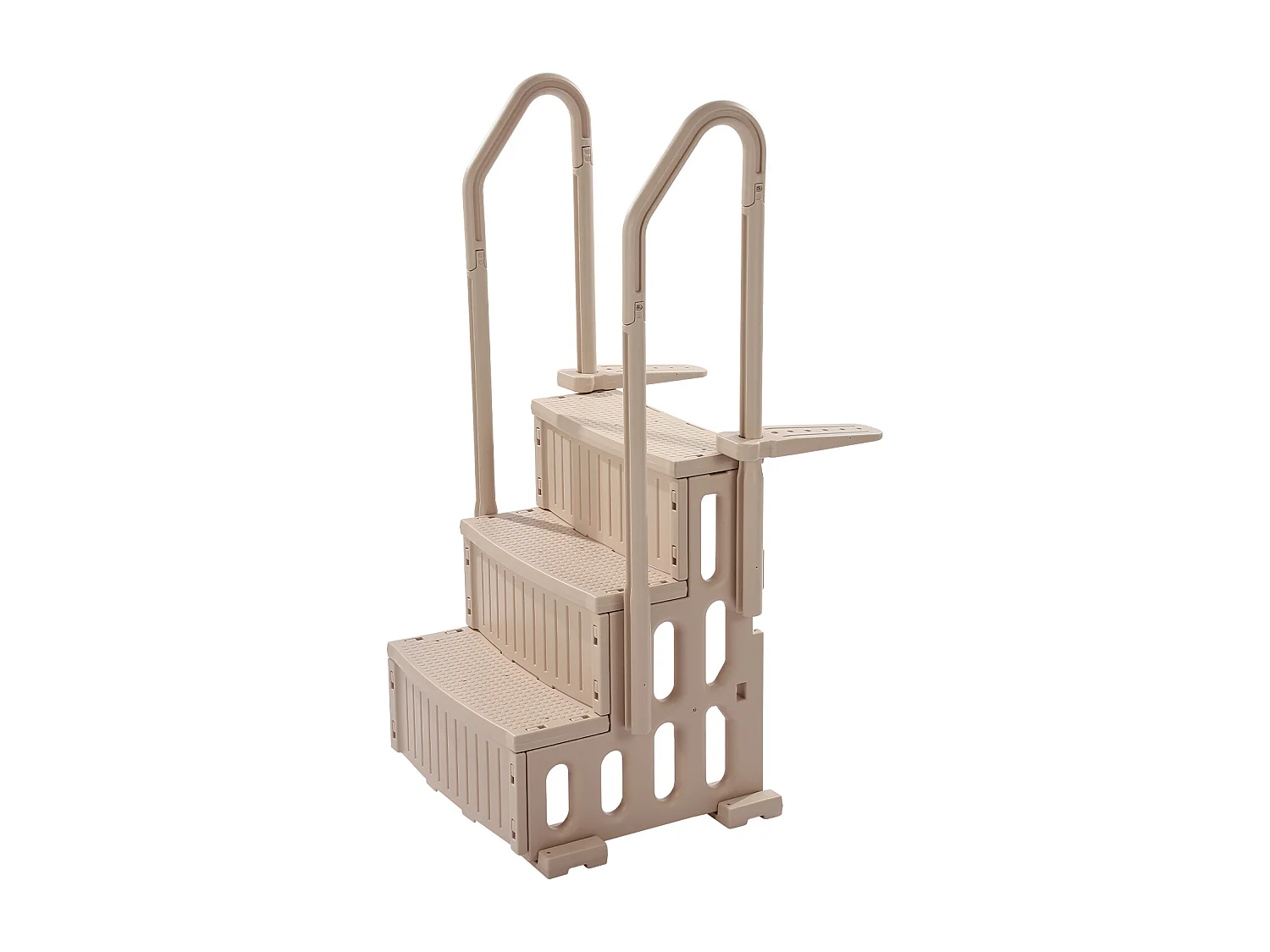 Escalier pour Piscine, SucceBuy Échelle de Piscine 3 Marches Taupe avec 2 Rampes, Supportant 181 kg pour Piscines de 91 à 122 cm