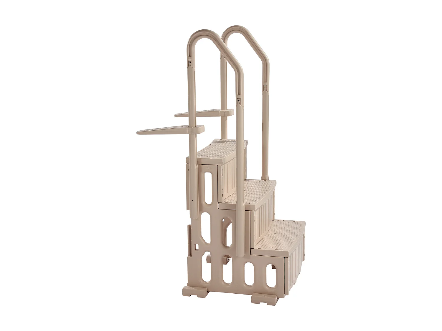 Escalier pour Piscine, SucceBuy Échelle de Piscine 3 Marches Taupe avec 2 Rampes, Supportant 181 kg pour Piscines de 91 à 122 cm