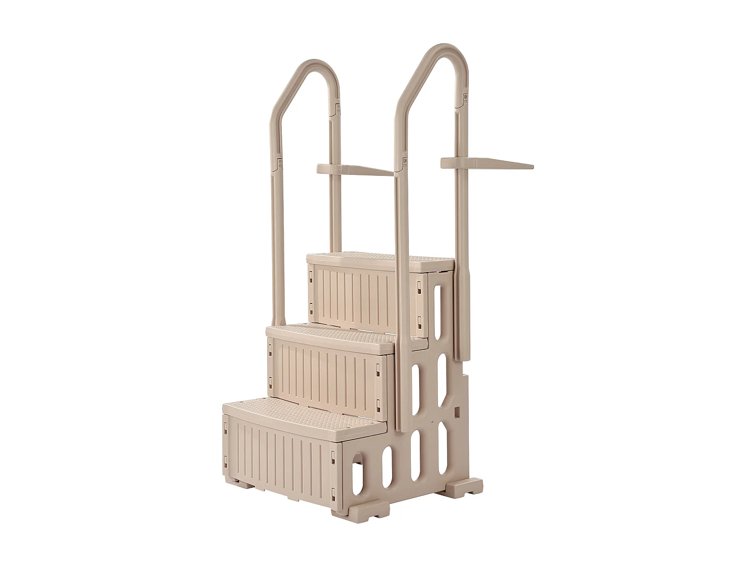 Escalier pour Piscine, SucceBuy Échelle de Piscine 3 Marches Taupe avec 2 Rampes, Supportant 181 kg pour Piscines de 91 à 122 cm