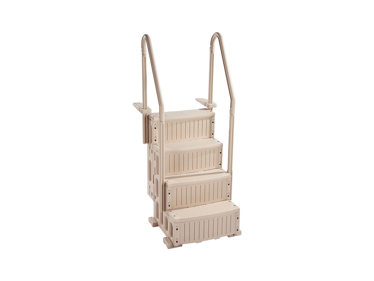 Escalier pour Piscine, SucceBuy Échelle de Piscine 4 Marches Taupe avec 2 Rampes, Supportant 181 kg pour Piscines de 122 à 137 cm