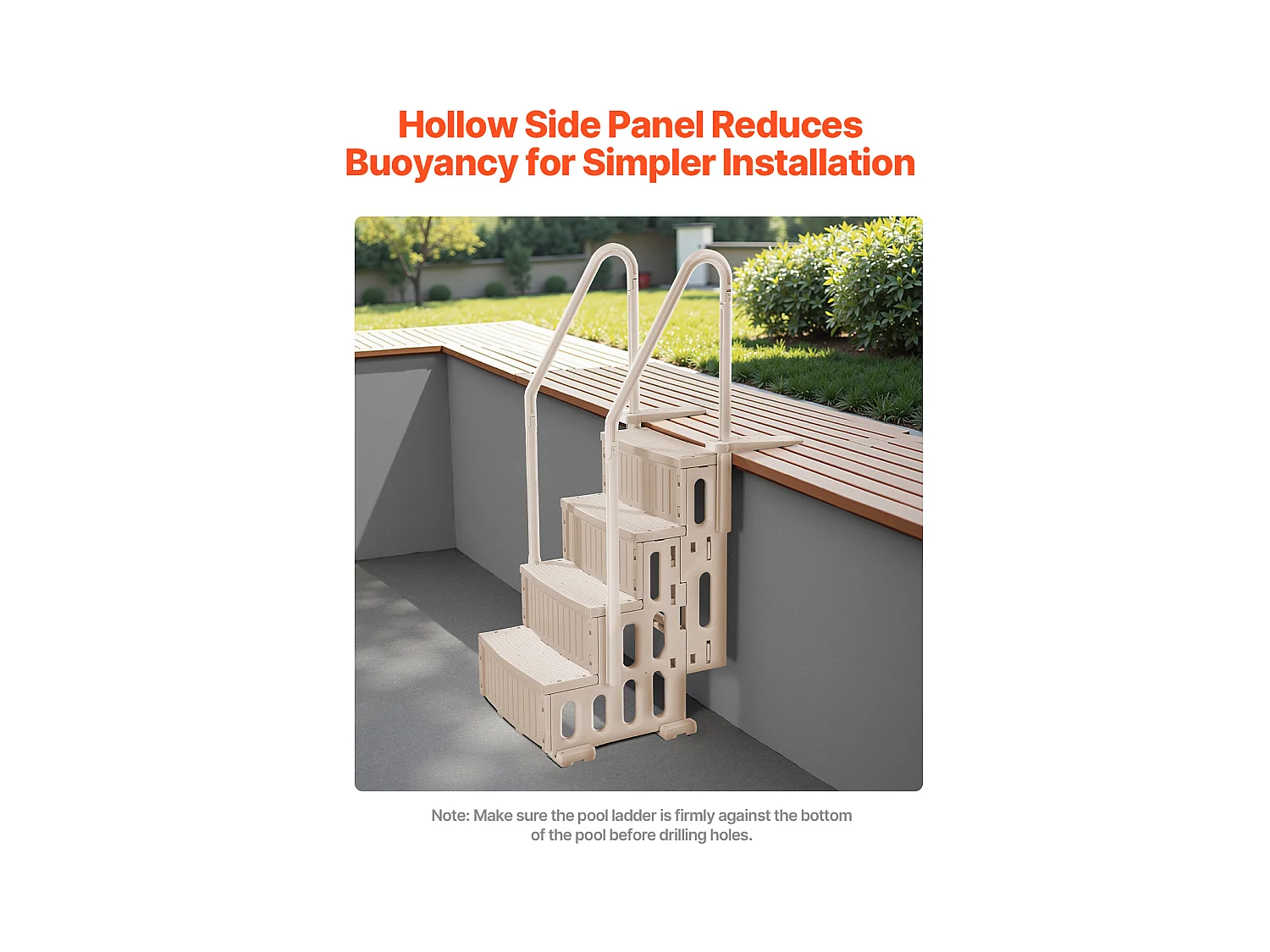 Escalera de Piscina SucceBuy de 4 Peldaños en Color Topo con 2 Pasamanos, Soporta 181 kg para Piscinas de 122 a 137 cm