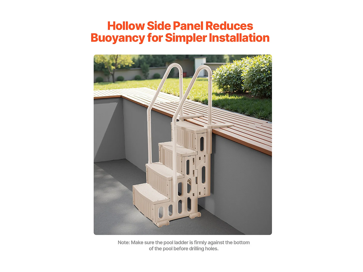 Escalier pour Piscine, SucceBuy Échelle de Piscine 4 Marches Taupe avec 2 Rampes, Supportant 181 kg pour Piscines de 122 à 137 cm