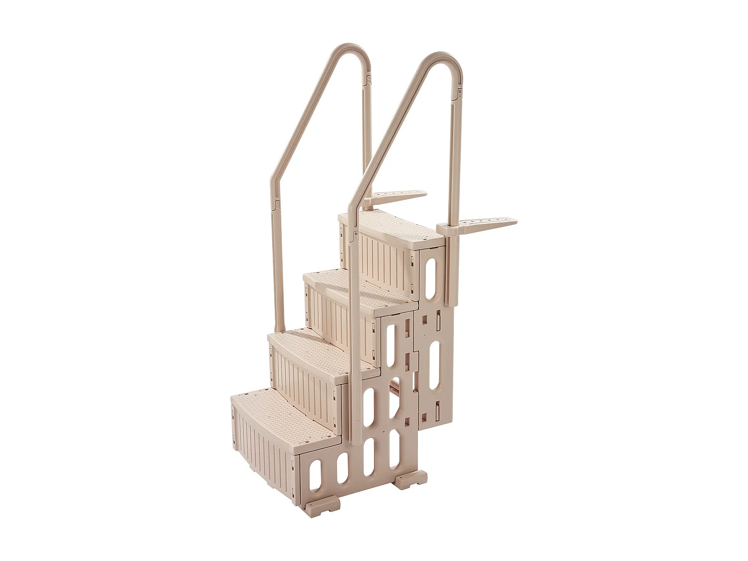 Escalier pour Piscine, SucceBuy Échelle de Piscine 4 Marches Taupe avec 2 Rampes, Supportant 181 kg pour Piscines de 122 à 137 cm
