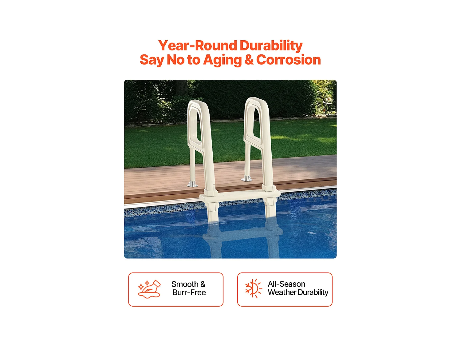 Escalier pour Piscine, SucceBuy Échelle de Piscine Inclinée à 5 Marches avec 2 Rampes, Charge 136 kg pour Piscine de 122 à 137 cm