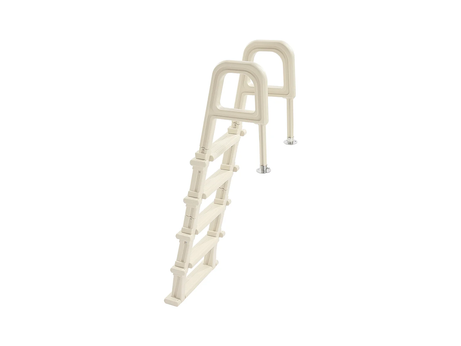 Escalier pour Piscine, SucceBuy Échelle de Piscine Inclinée à 5 Marches avec 2 Rampes, Charge 136 kg pour Piscine de 122 à 137 cm