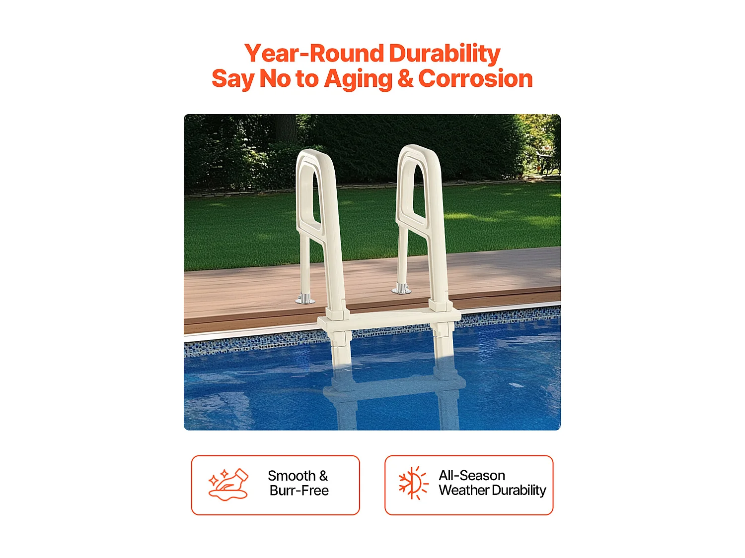 Escalier pour Piscine, SucceBuy Échelle de Piscine Inclinée à 5 Marches avec 2 Rampes, Charge 136 kg pour Piscine de 122 à 137 cm