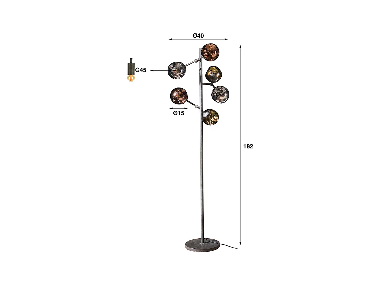 Lampadaire - Noir Verre - PELOTA