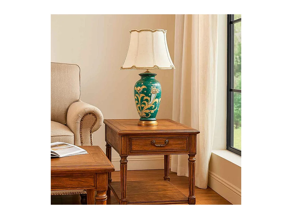 Lampe de table en céramique bleu D40x70 Bleu