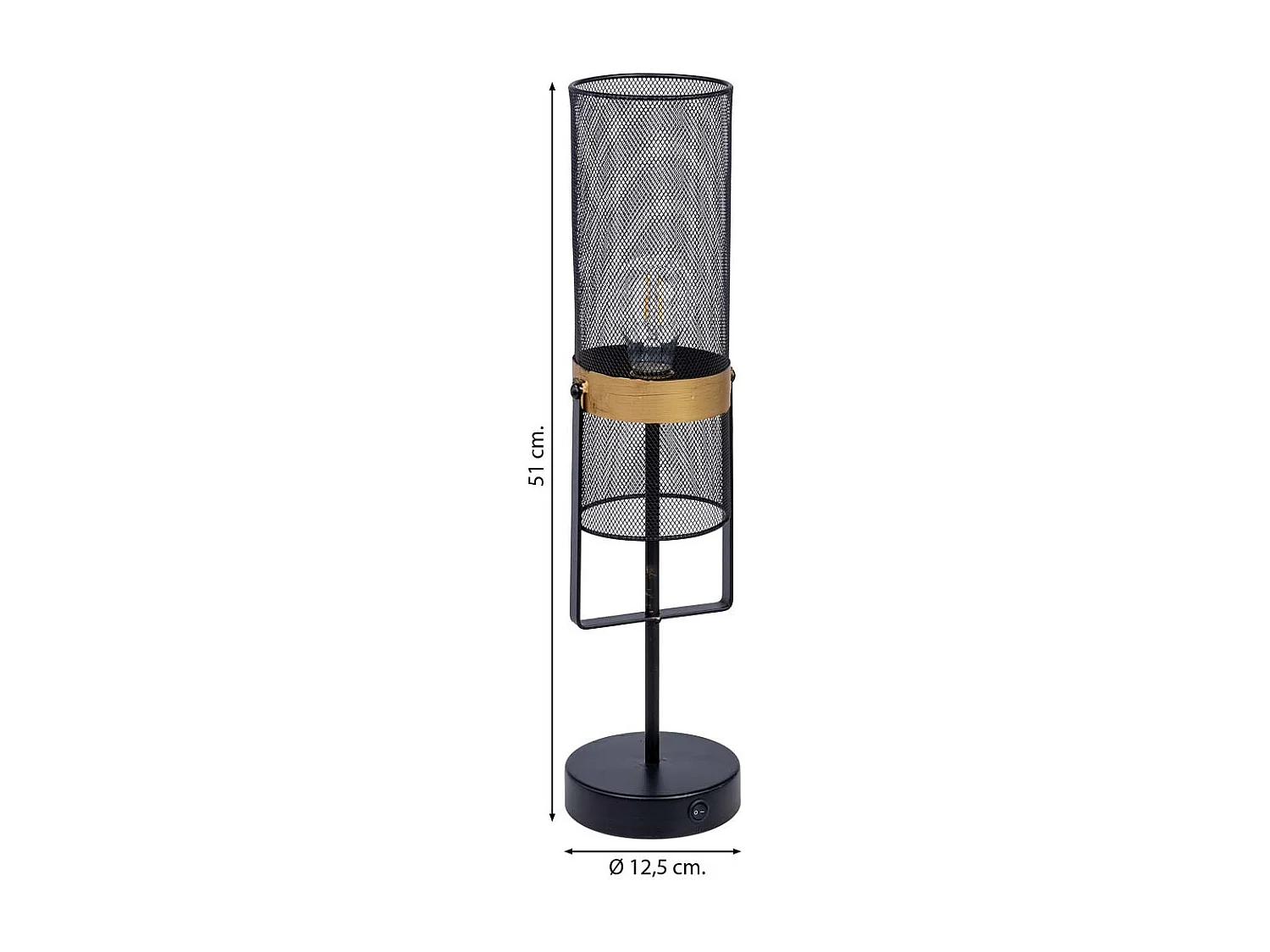 Lampada da tavolo in metallo nero con 1 faretto 12,5x12,5x51h cm