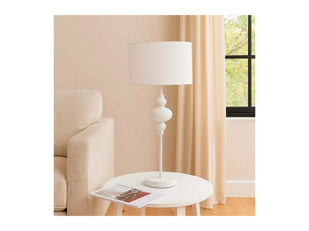 Lampe de table en métal blanc 30x30x80h cm