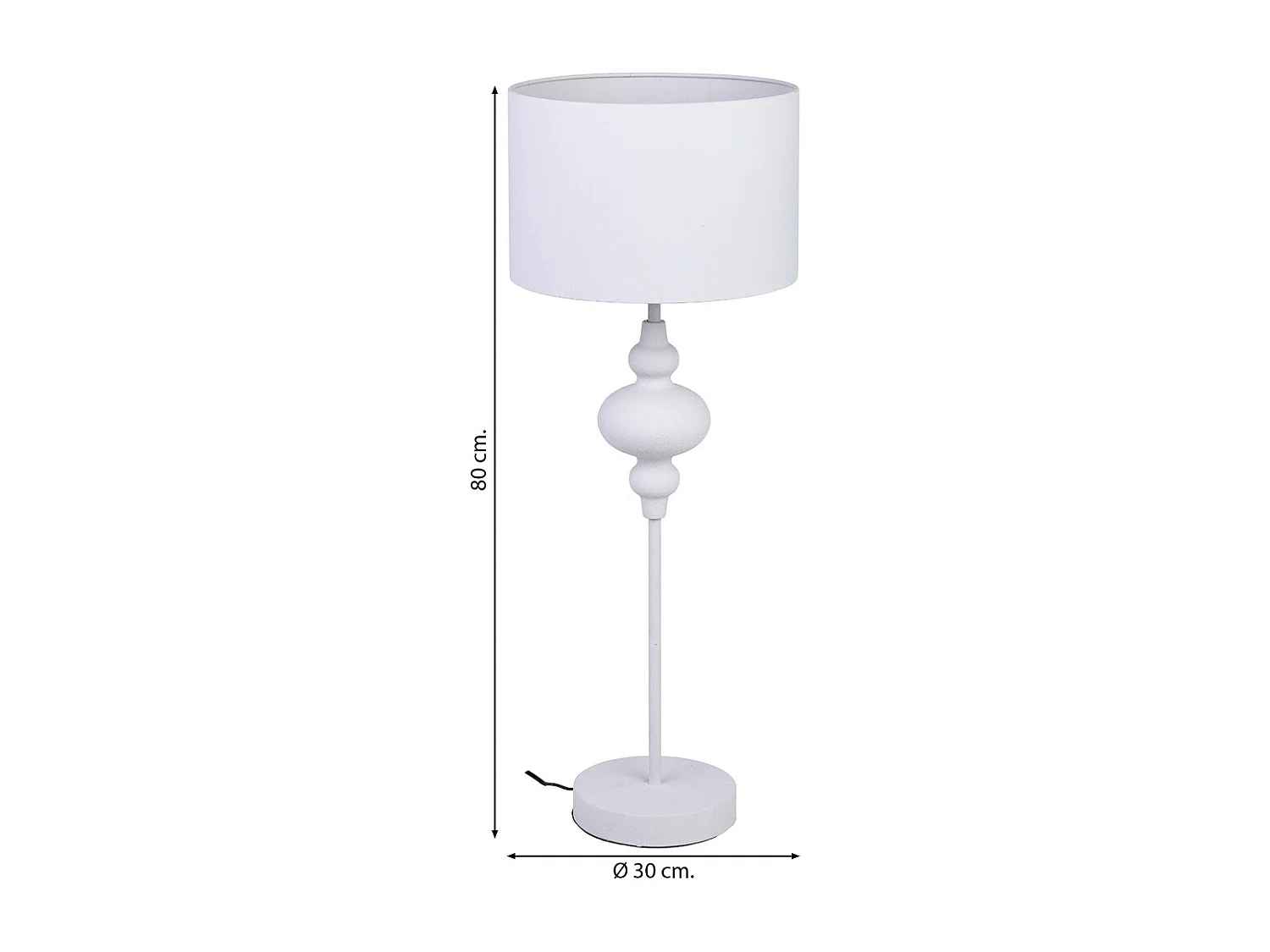 Candeeiro de mesa em metal branco 30x30x80h cm