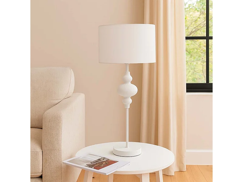 Candeeiro de mesa em metal branco 30x30x80h cm