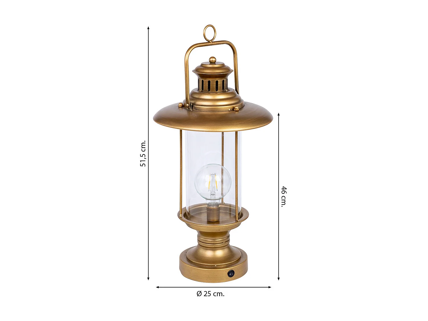 Lampe de table en métal 25x25x46/51,5h cm
