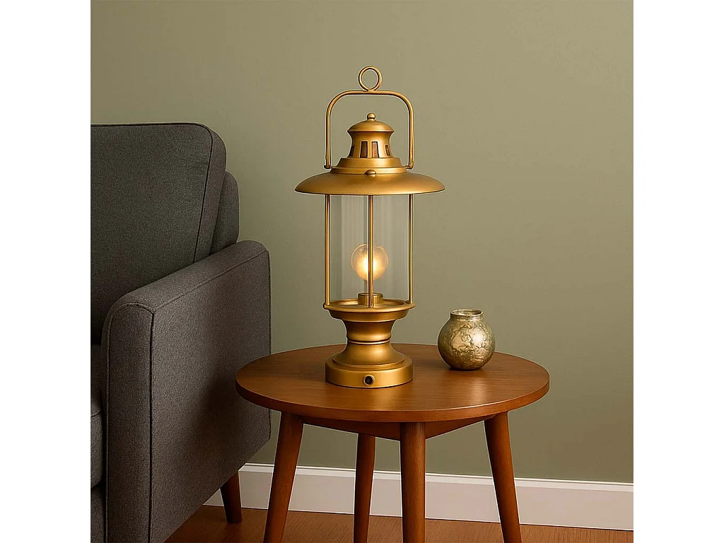 Candeeiro de mesa em metal 25x25x46/51,5h cm