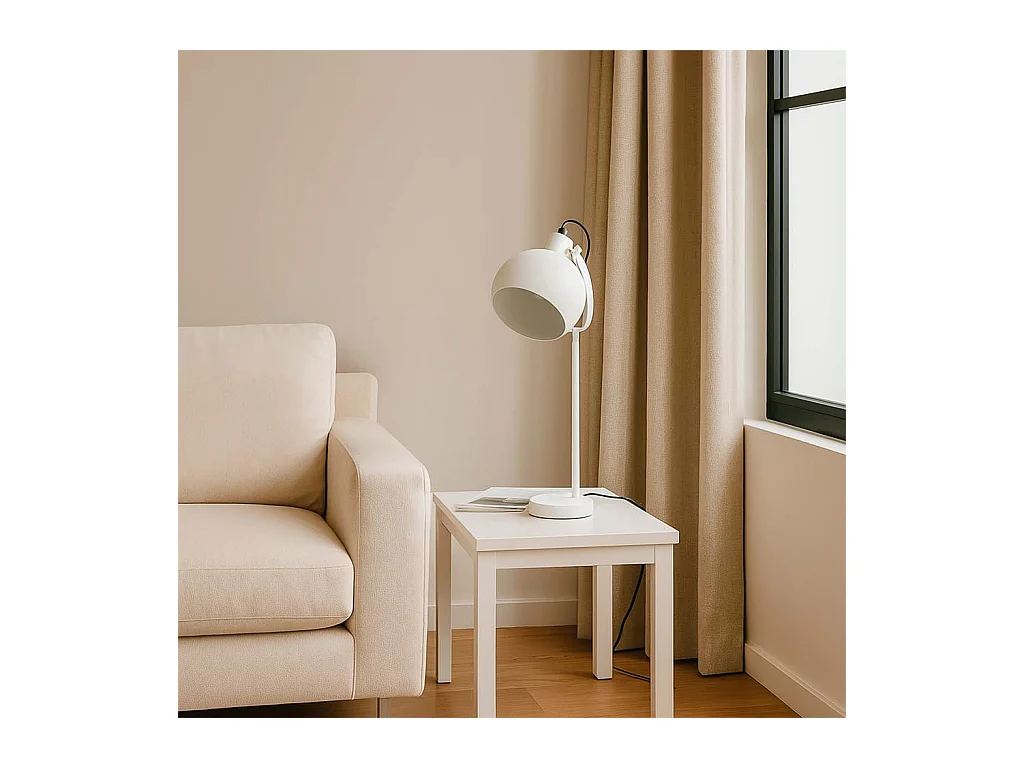 Lámpara de mesa de metal blanco 24x20x67h cm