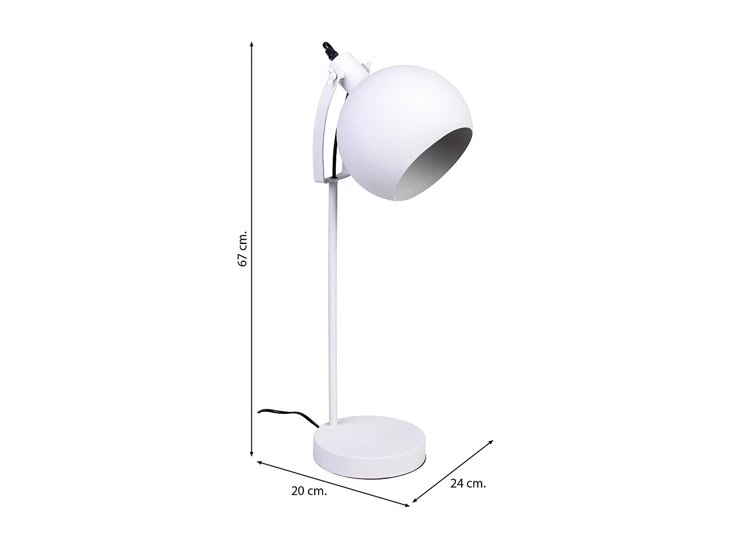 Lámpara de mesa de metal blanco 24x20x67h cm