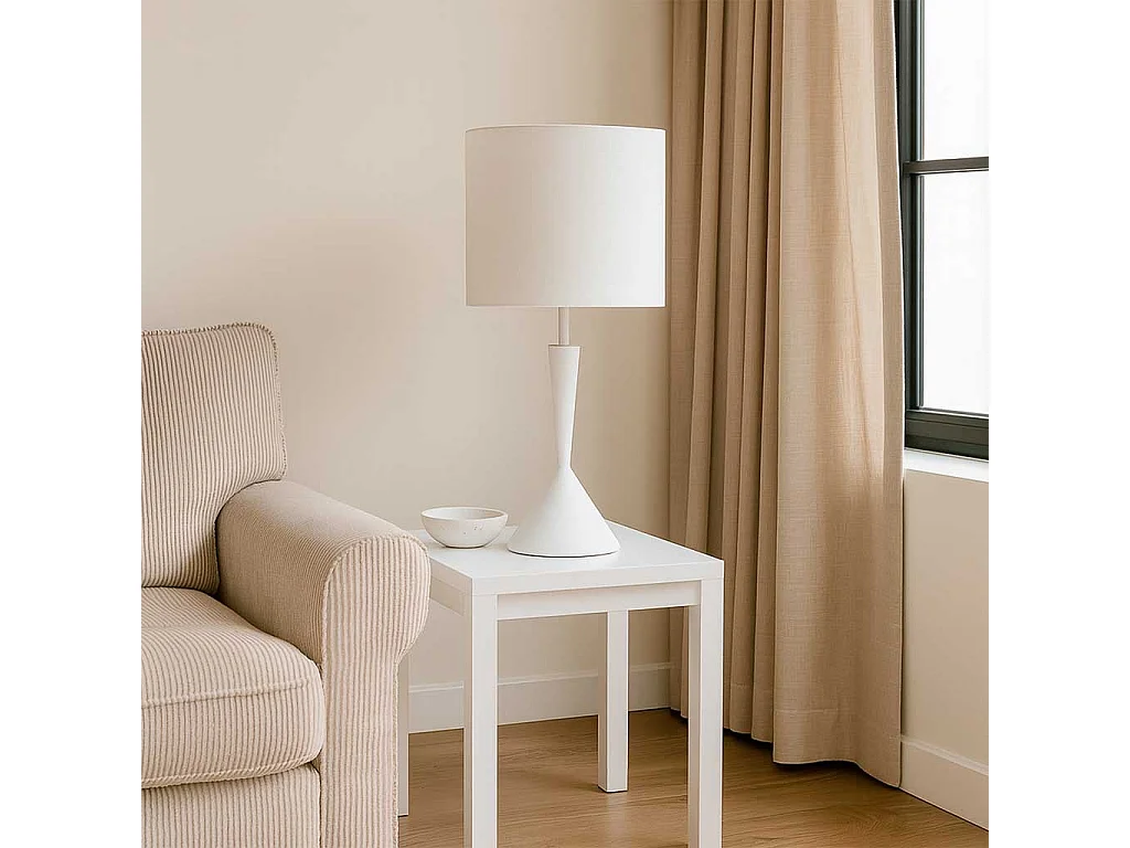 Lámpara de mesa de metal blanco 30x30x52/66h cm