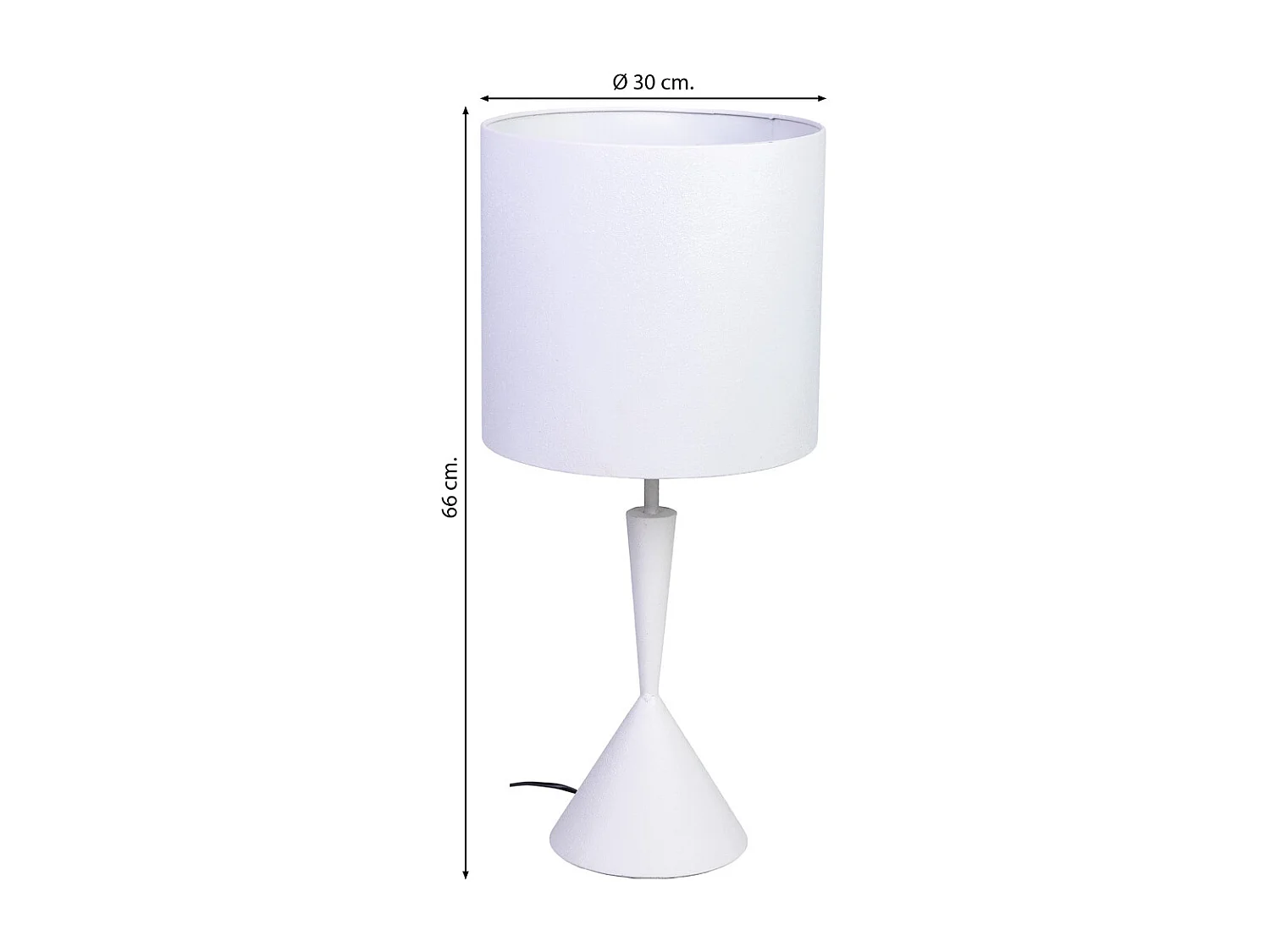 Lámpara de mesa de metal blanco 30x30x52/66h cm