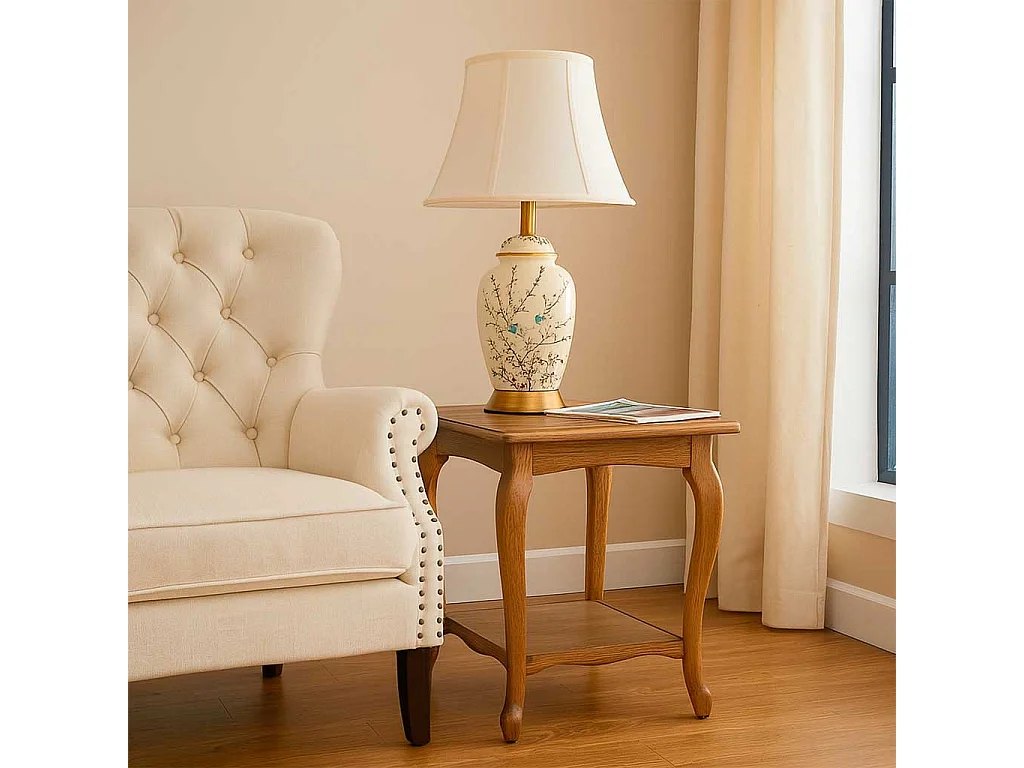 Candeeiro de mesa em cerâmica branca, D33x55h cm