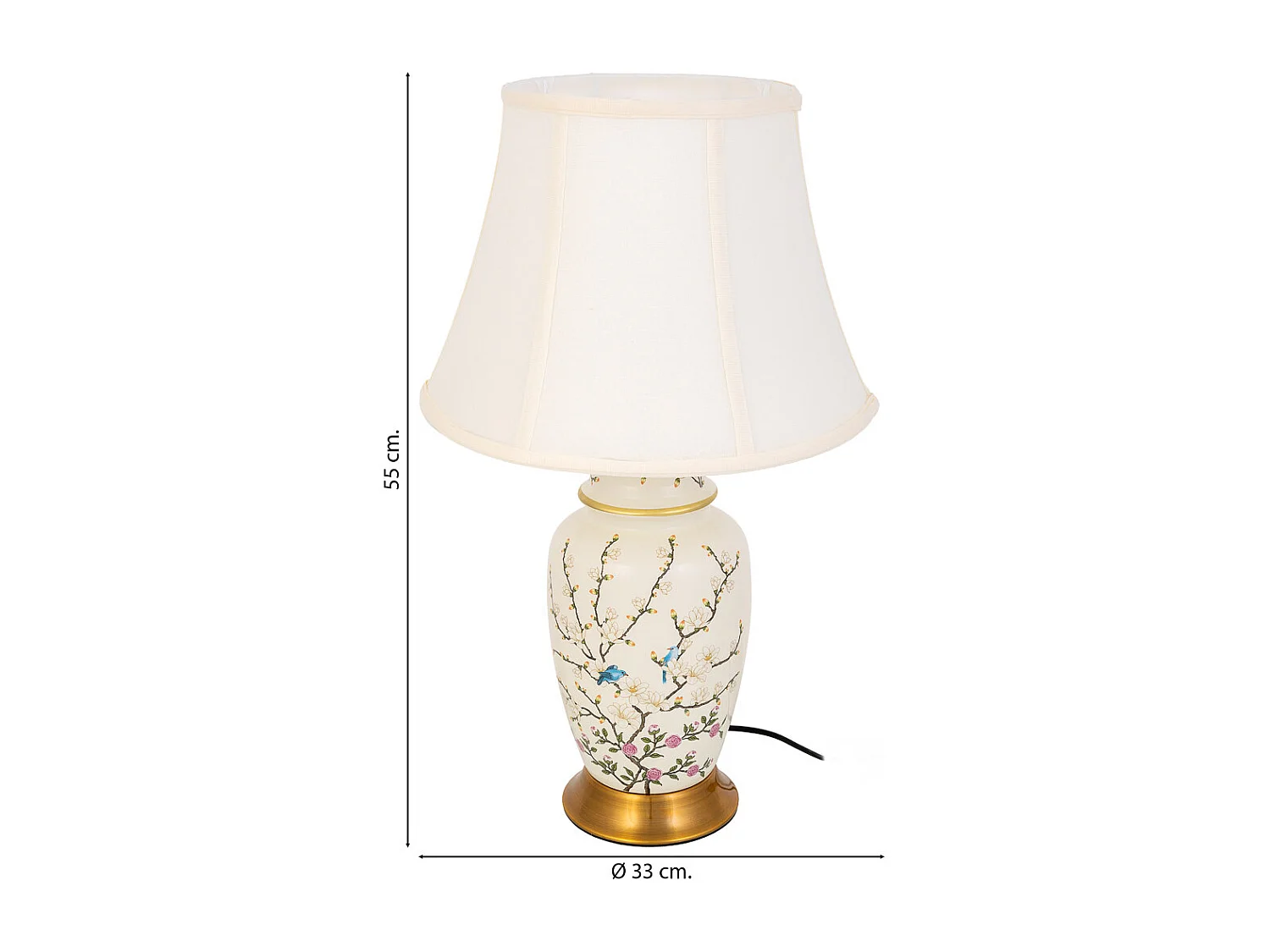 Candeeiro de mesa em cerâmica branca, D33x55h cm