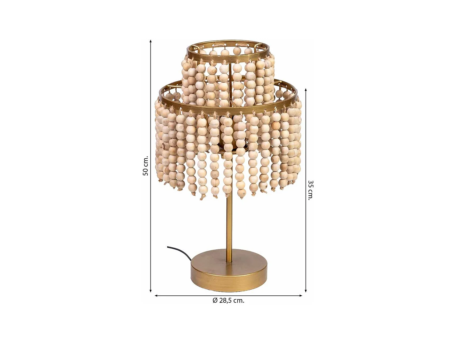 Lampe de table en métal et bois 28,5x28,5x35/50h cm