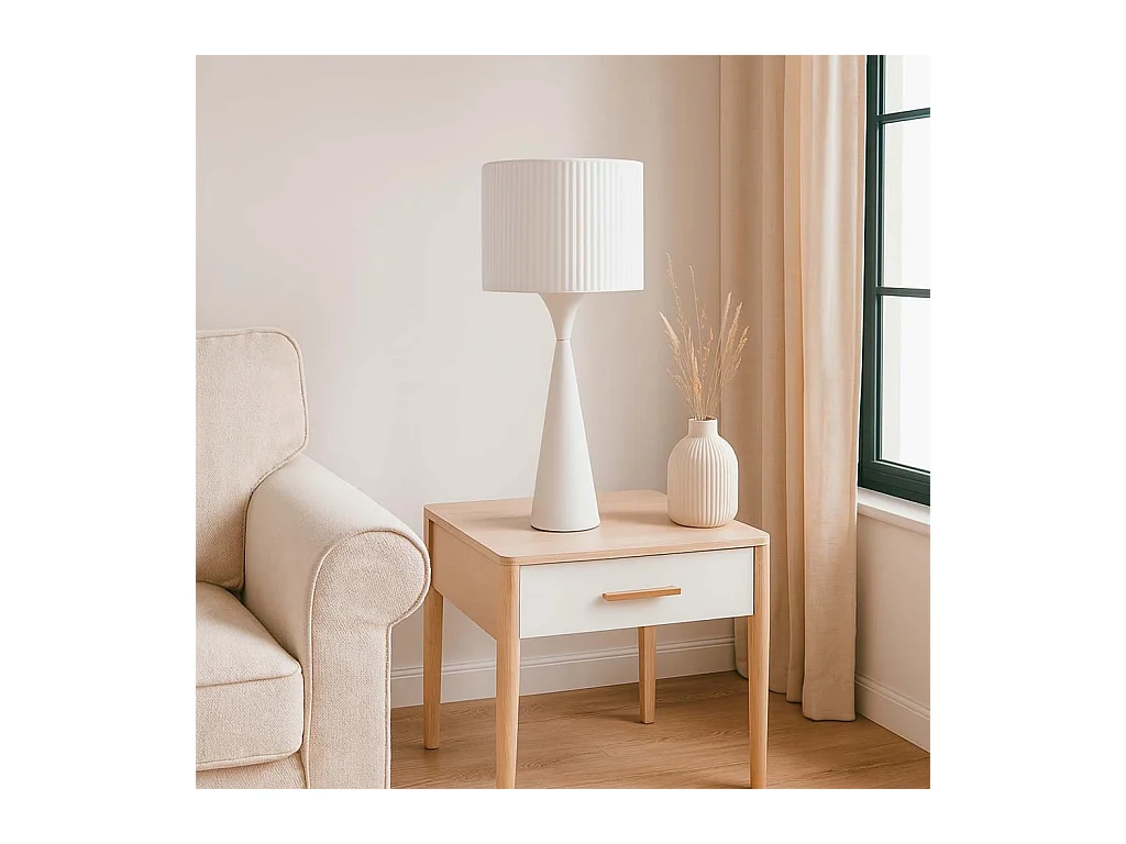 Lámpara de mesa de metal blanco 25.5x25.5x47/60h cm