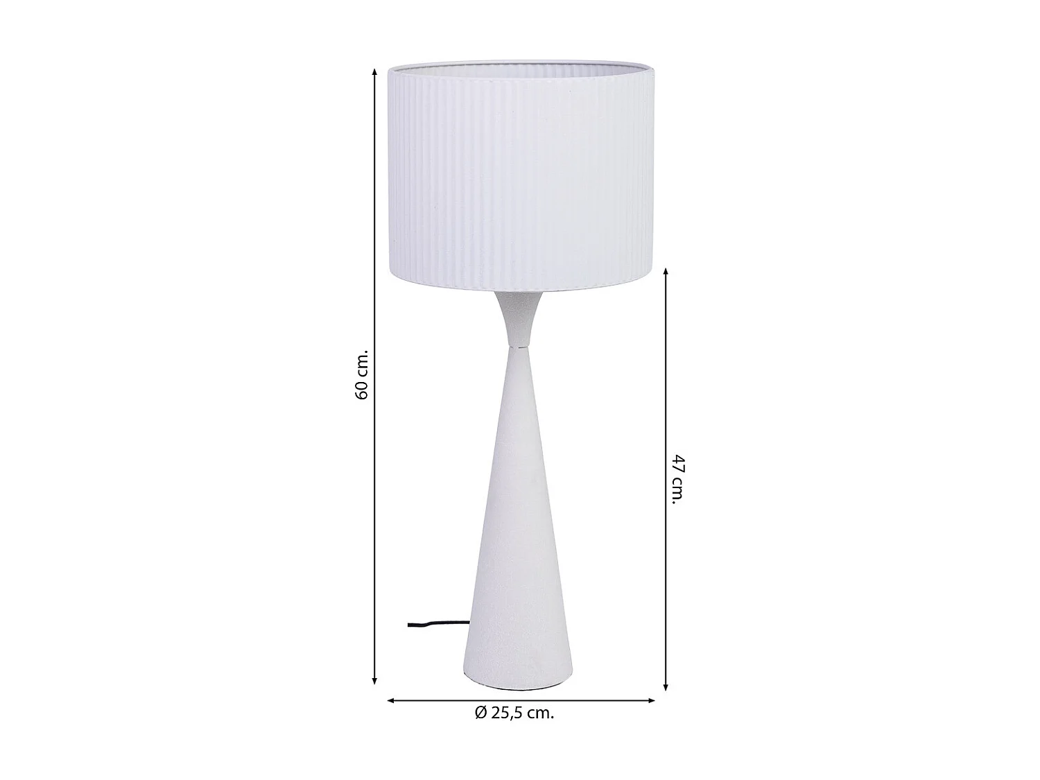 Lámpara de mesa de metal blanco 25.5x25.5x47/60h cm